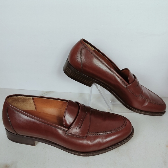 Salvatore Ferragamo Men's Brown Leather Penny Loafers Dress Shoes Sz 9.5